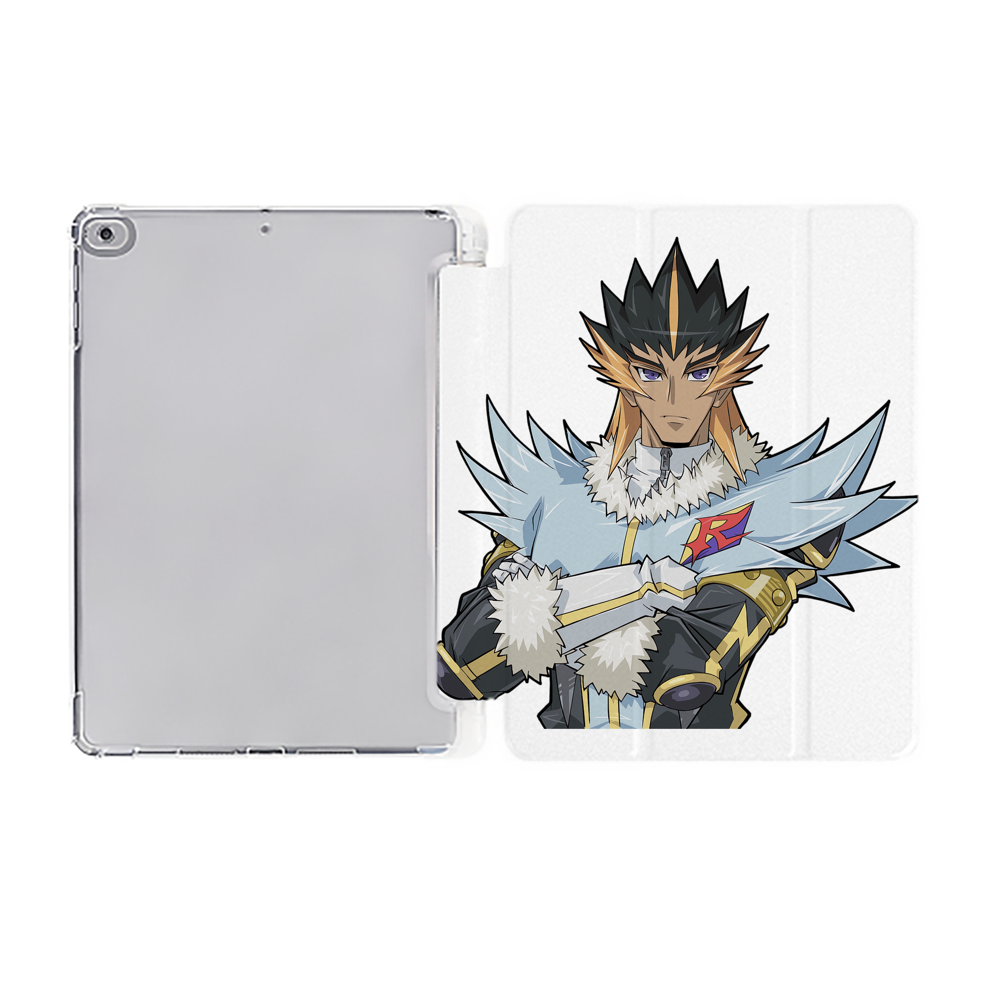 （画像用） 遊☆戯☆王 Yu-Gi-Oh! IPad ケース ペン収納付き 三つ折りスタンド PUレザー×シリコン 対応機種9.5/10.5/10.9インチ